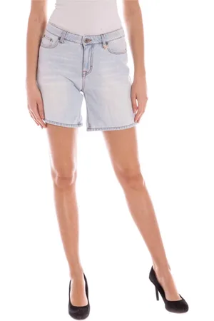 GANT Korte broeken, Dames, Blauw, W27, Katoen, Contrasterende Naad Katoenen Jeans & Broek