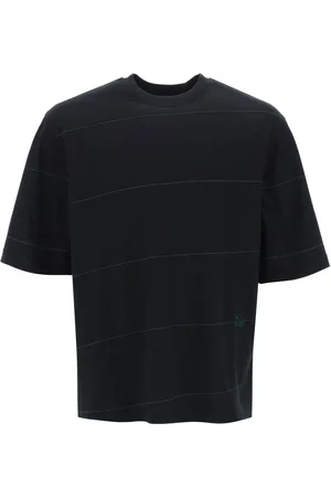 Burberry Tops, Heren, Zwart, S, Katoen, Diagonale Streep T-Shirt