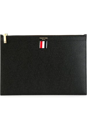 Thom Browne Accessoires, Heren, Zwart, ONE Size, Leer, Zwarte zwarte tablethouder tas