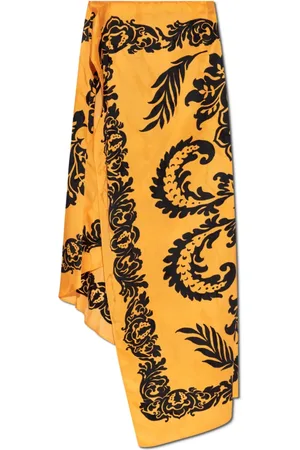 Etro Rokken, Dames, Oranje, S, Asymmetrische rok met print