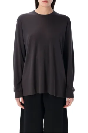 STUDIO NICHOLSON Tops, Dames, Bruin, S, Oversized Crew Neck T-Shirt