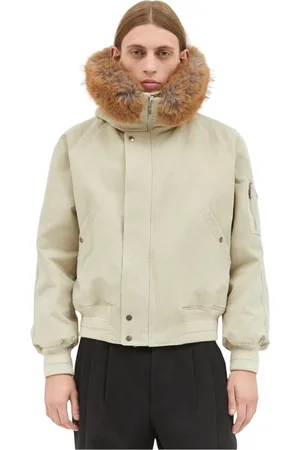 Burberry Jassen, Heren, , L, Katoen, Bomberjack met faux-fur afwerking