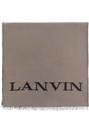 Lanvin Accessoires, Dames, Bruin, ONE Size, Wol, Sjaal met logo