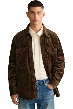 GANT Jassen, Heren, Bruin, XL, Katoen, Bruin Velvet Overshirt