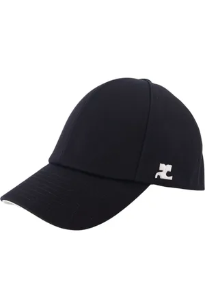 Courrèges Accessoires, Heren, Zwart, M, Katoen, Katoenen Cap met Geborduurd Logo