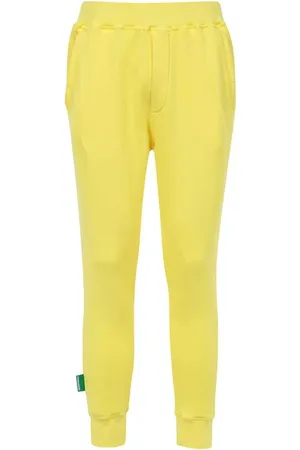 Dsquared2 Broeken, Heren, Geel, XL, Katoen, Katoenen joggingbroek met elastische tailleband