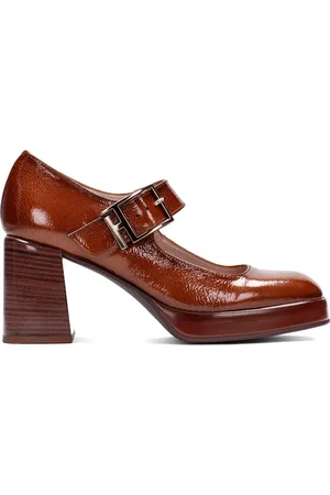 Hispanitas Schoenen, Dames, Bruin, 40 EU, Leer, Bruine Leren Mary Jane Pumps