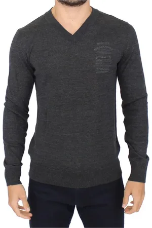 ERMANNO SCERVINO Truien, Heren, Grijs, S, Wol, V-hals Pullover Trui