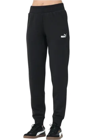 PUMA Broeken, Dames, Zwart, M, Zwarte Glitter Logo Sportieve Broek