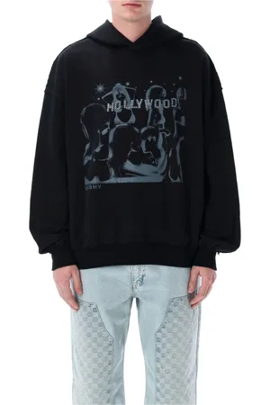 MISBHV Sweatshirts & Hoodies, Heren, Zwart, L, Katoen, Kristallen Hollywood Hoodie met Rafelranden