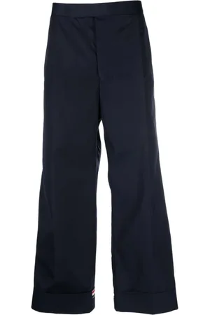 Thom Browne Broeken, Heren, Blauw, M, Katoen, RWB Turn-Up Enkelbroek