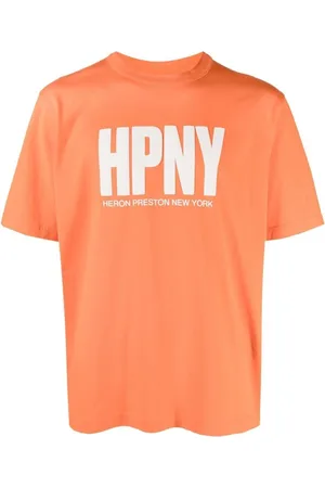 Heron Preston Tops, Heren, Oranje, S, Katoen, Oranje T-shirt met Korte Mouwen