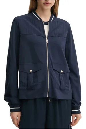 Liu Jo Jassen, Dames, Blauw, M, Katoen, Elegante Sportieve Sweater