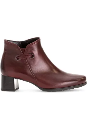 Gabor Schoenen, Dames, Rood, 35 1/2 EU, Leer, Rode Gladleren Enkellaarsjes