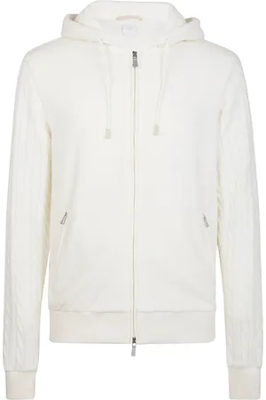 ELEVENTY Sweatshirts & Hoodies, Heren, Wit, M, Katoen, Cashmere Hoodie met Volledige Rits