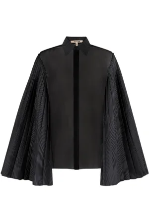 Roberto Cavalli Blouses & Shirts, Dames, Zwart, L, Polyester, Bell-Sleeve Geplooide Blouse