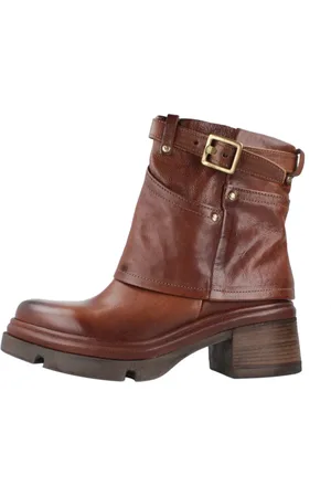Airstep / A.S.98 Schoenen, Dames, Bruin, 38 EU, Stijlvolle Enkellaarsjes met Gespdetail