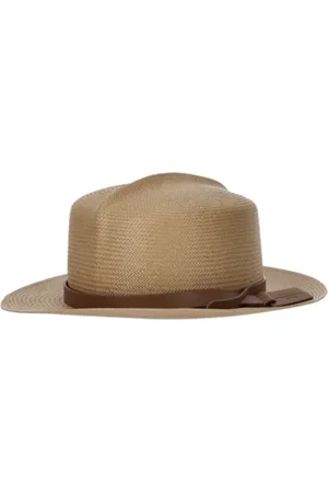 Max Mara Accessoires, Dames, Geel, ONE Size, Lichtbruine textielpapieren hoed