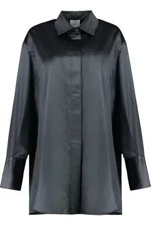 Patou Blouses & Shirts, Dames, Zwart, S, Polyester, Klassieke Shirtdress met Oversized Pasvorm