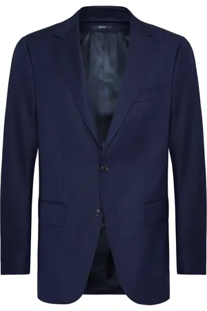 Boggi Milano Jassen, Heren, Blauw, 4Xl, Wol, Micro Textured Wollen Jas
