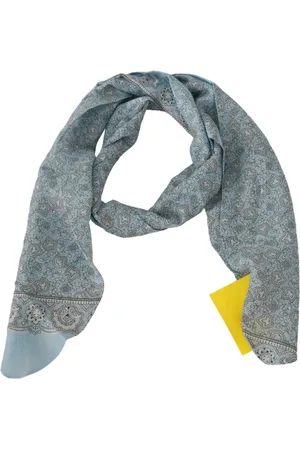 ERMANNO SCERVINO Accessoires, Dames, Blauw, ONE Size, Zijden Bandana Wrap Sjaal