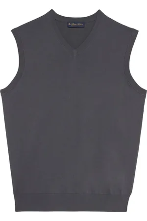 Brooks Brothers Truien, Heren, Grijs, S, Katoen, Donkergrijze katoenen sweater vest