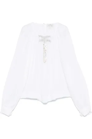 FORTE FORTE Blouses & Shirts, Dames, Wit, M, Katoen, Witte Zijde Katoenen Blouse