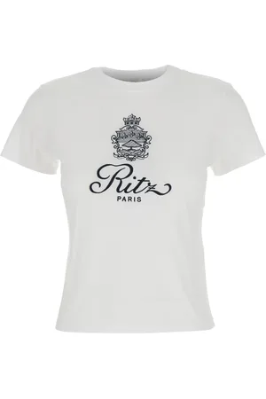 Frame Tops, Dames, Wit, S, Katoen, Ritz Paris Logo Katoenen T-Shirt