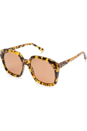 Chloé Accessoires, Dames, Veelkleurig, ONE Size, Nylon, Bruine Kristallen Zonnebril Havana Stijl