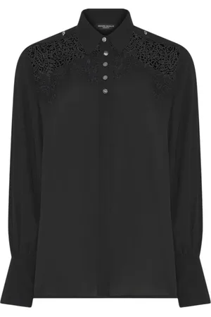 Bruuns Bazaar Blouses & Shirts, Dames, Zwart, XL, Polyester, Elegante zwarte blouse met geborduurde details