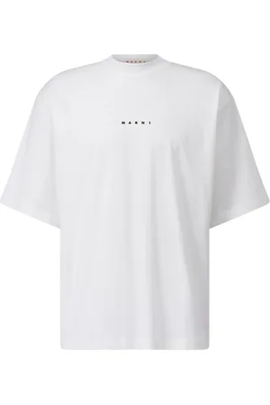 Marni Tops, Heren, Wit, L, Katoen, Logo T-Shirt