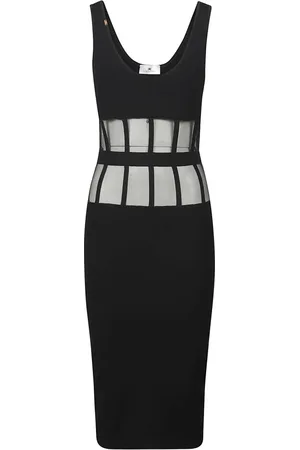 Elisabetta Franchi Kleedjes, Dames, Zwart, S, Chique Mouwloze Jurk