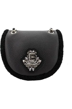 ERMANNO SCERVINO Tassen, Dames, Zwart, ONE Size, Mini schoudertas van schapenvacht met bontrand