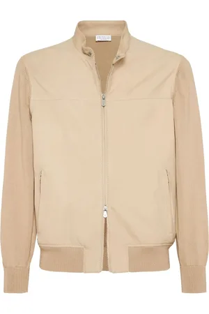 Brunello Cucinelli Jassen, Heren, , M, Leer, Italiaans leren bomberjack