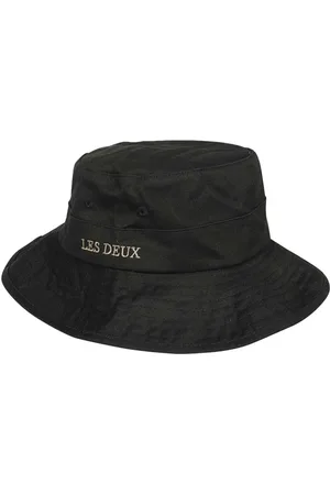 Les Deux Accessoires, Heren, Zwart, ONE Size, Katoen, Contrasterende Kleur Logo Bucket Hat