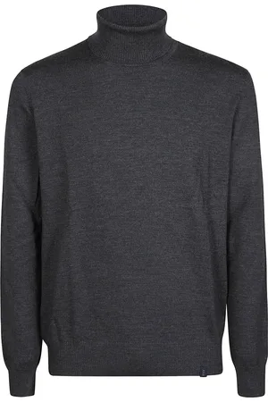FAY Truien, Heren, Zwart, L, Wol, Comfortabele Gebreide Coltrui