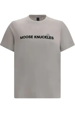 Moose Knuckles Tops, Heren, Grijs, XL, Katoen, Monogram Katoenen T-shirt met Geribbelde Ronde Hals