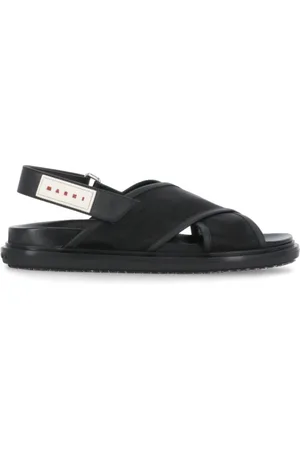 Marni Schoenen, Dames, Zwart, 36 EU, Leer, Fussbett Sandalen