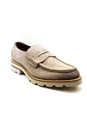 Lottusse Schoenen, Heren, Bruin, 43 EU, Suède, Suède Mocassin met Opvallende Bordon