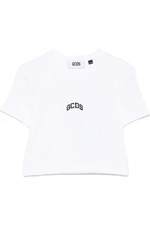 GCDS Tops, Dames, Wit, XS, Logo Crop T-shirt