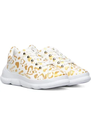 Moschino Schoenen, Dames, Wit, 35 EU, Leer, Leo Love Plata Sneakers