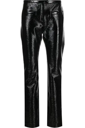 Courrèges Broeken, Dames, Zwart, XS, Katoen, Tube Vinyl Tailored Broek