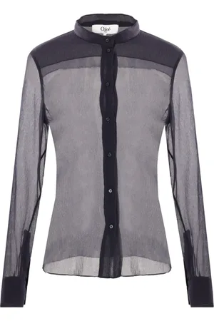 Chloé Blouses & Shirts, Dames, Blauw, S, Blauwe Zijden Crêpe Blouse
