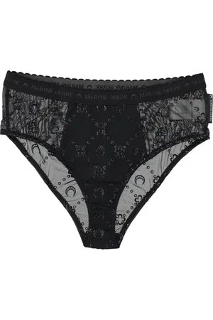 Marine Serre Ondergoed, Dames, Zwart, M, High Elastic Brief Mesh Flock Glitter