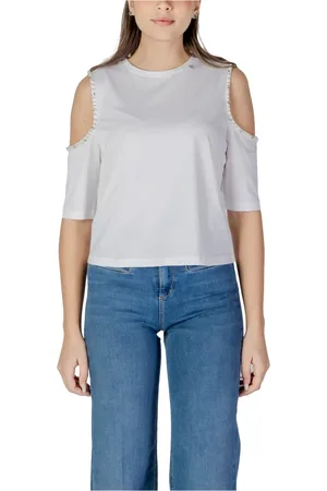 Liu Jo Tops, Dames, Wit, M, Katoen, Katoenen T-shirt met korte mouwen