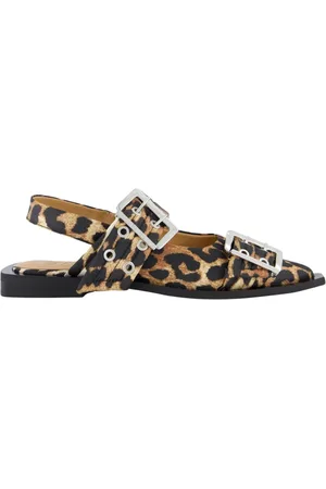 Ganni Schoenen, Dames, , 39 EU, Satijn, Ballerina`s met grove gesp
