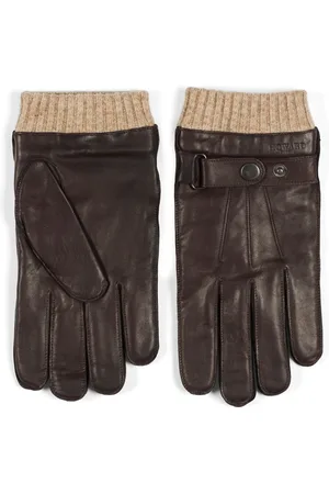 Howard London Accessoires, Heren, Bruin, L, Wol, Donkerbruine leren handschoenen