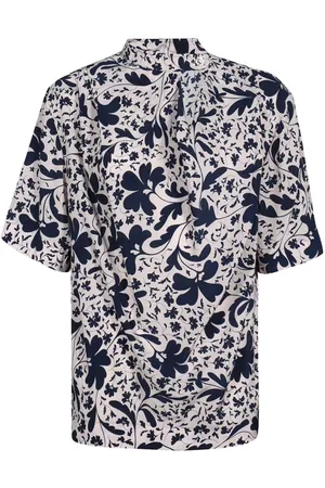 Stella McCartney Blouses & Shirts, Dames, Veelkleurig, S, Gebloemde Zijden Blouse met Knoopsluiting
