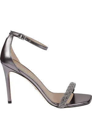 Stuart Weitzman Schoenen, Dames, Grijs, 36 1/2 EU, Leer, Nudistcurve High Heel Sandalen