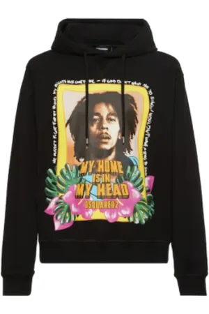 Dsquared2 Sweatshirts & Hoodies, Heren, Zwart, S, Katoen, Bob Marley Katoenen Hoodie